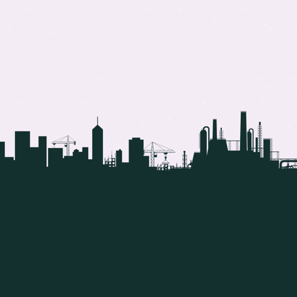 Silhouette of the city Silhouette of the city. Houses, skyscrapers and industry. Vector Stock illustration. industry silhouettes stock illustrations
