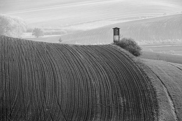 istock Hunting box in Moravia hills. Arable lands in spring 508665968