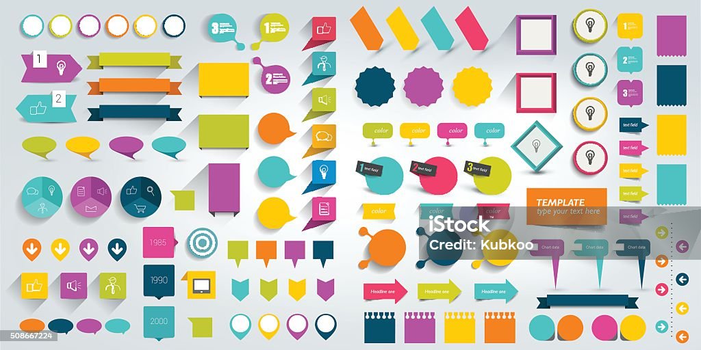 Collections of infographics flat design elements. Vector illustration. Infographic stock vector