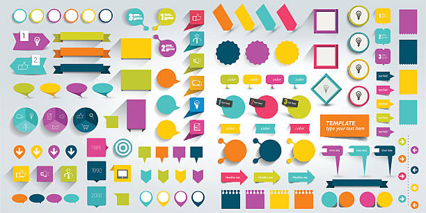Collections of infographics flat design elements. Vector illustration. Collections of infographics flat design elements. Vector illustration. label drawings stock illustrations