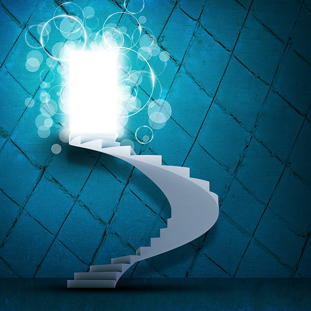 istock Spiral stairs and magic doors 508667483