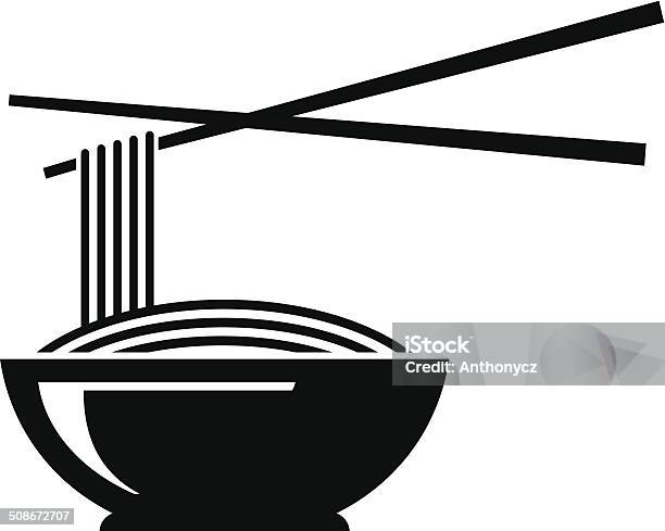 Noodle Icon Stock Illustration - Download Image Now - Black And White, Black Color, Chopsticks