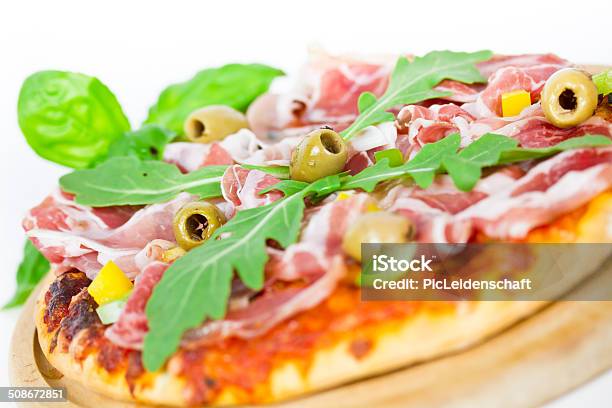 Pizza Prosciutto Stock Photo - Download Image Now - Bacon, Baked, Baking