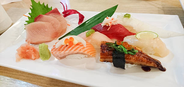 istock sashimi japanes food set on disk 508696992