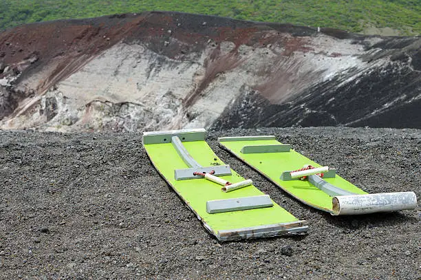 Photo of Boards for volcano boarding, Cerro Negro Volcano near Leon, Nicaragua