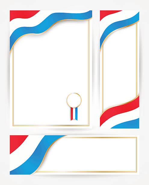 Luxembourg flag banners set. Design templates for flyers, poster Luxembourg flag banners set. Design templates for flyers, posters, certificates and documents with flag of Luxembourg patriotic quilt stock illustrations