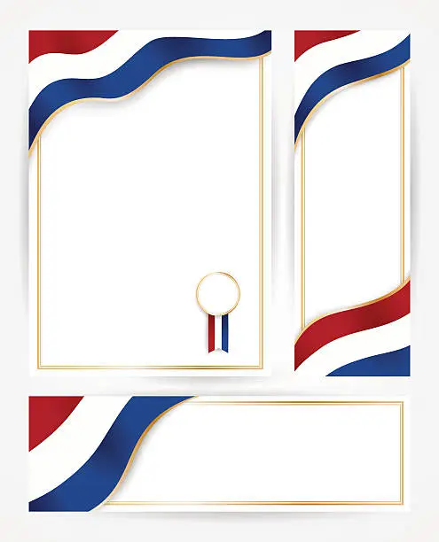 Vector illustration of Netherlands flag banners set. Design templates for flyers, poste