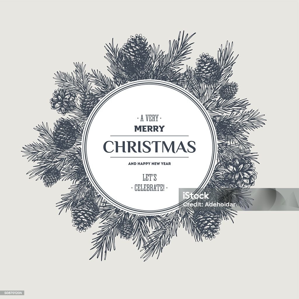 Pine cones christmas design template. New year card. Vector illustration EPS 8 Christmas stock vector