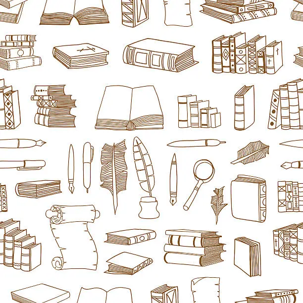 Vector illustration of Hand Drawn Illustrations of Books