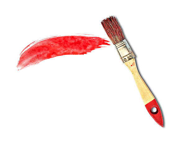 istock dab of red paint and a brush on a white background 508703694