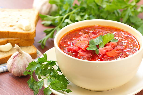 istock Traditional Russian Ukrainian vegetable borscht soup 508704204