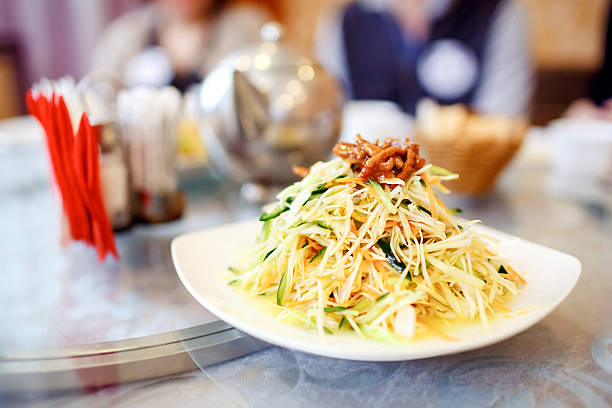 Chinese dish, homemade salad at the restaurant. Asian cuisine series. stock photo