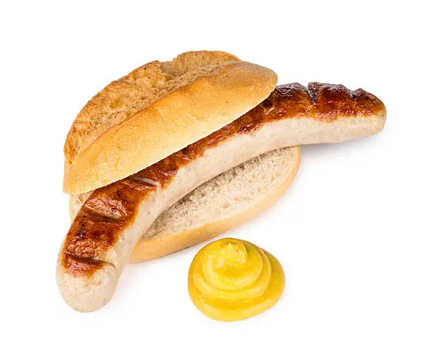 german grilled sausage with mustard