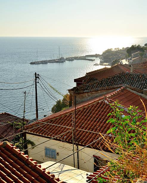 Molyvos harbour stock photo