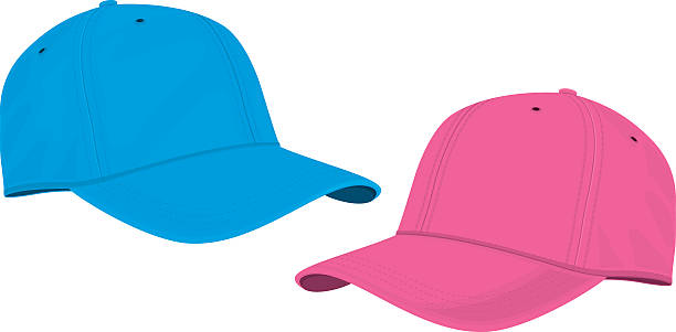 ilustraciones, imágenes clip art, dibujos animados e iconos de stock de azul y rosa tapas - baseball cap hat multiple image color image