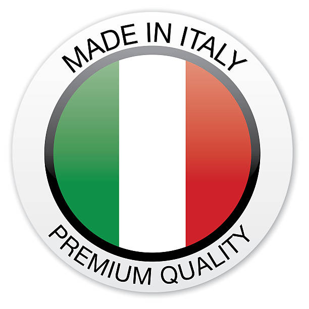 illustrazioni stock, clip art, cartoni animati e icone di tendenza di realizzata in italia con lo stemma - made in italy