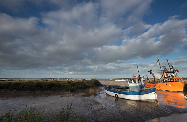 istock Blue & Orange Boats at Low Tide 508709292