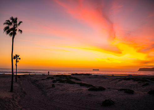 Sunset on Coronado Beach, California, USA
