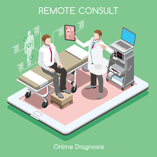 illustrations, cliparts, dessins animés et icônes de médecin 01 personnes isométrique avec télécommande - doctor digital display digital tablet healthcare and medicine