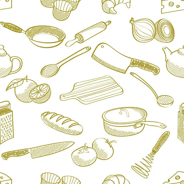 Photo of seamless kitchen stuff pattern