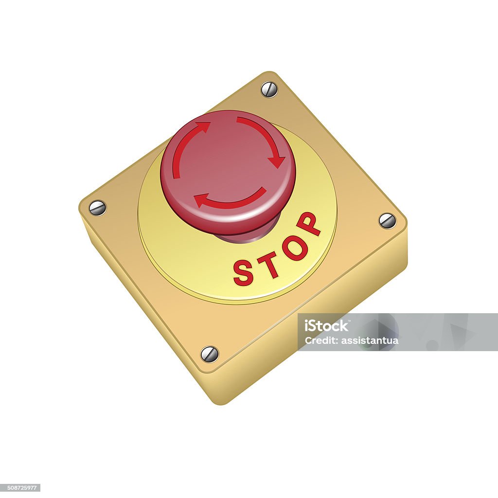 Stop Button Stuck In Button Stop On A White Background Stock Illustration - Download Image ...