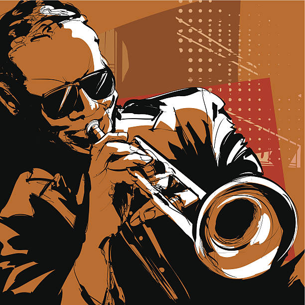 Jazz trumpet player Jazz trumpet player-Vector illustration african musical instrument stock illustrations