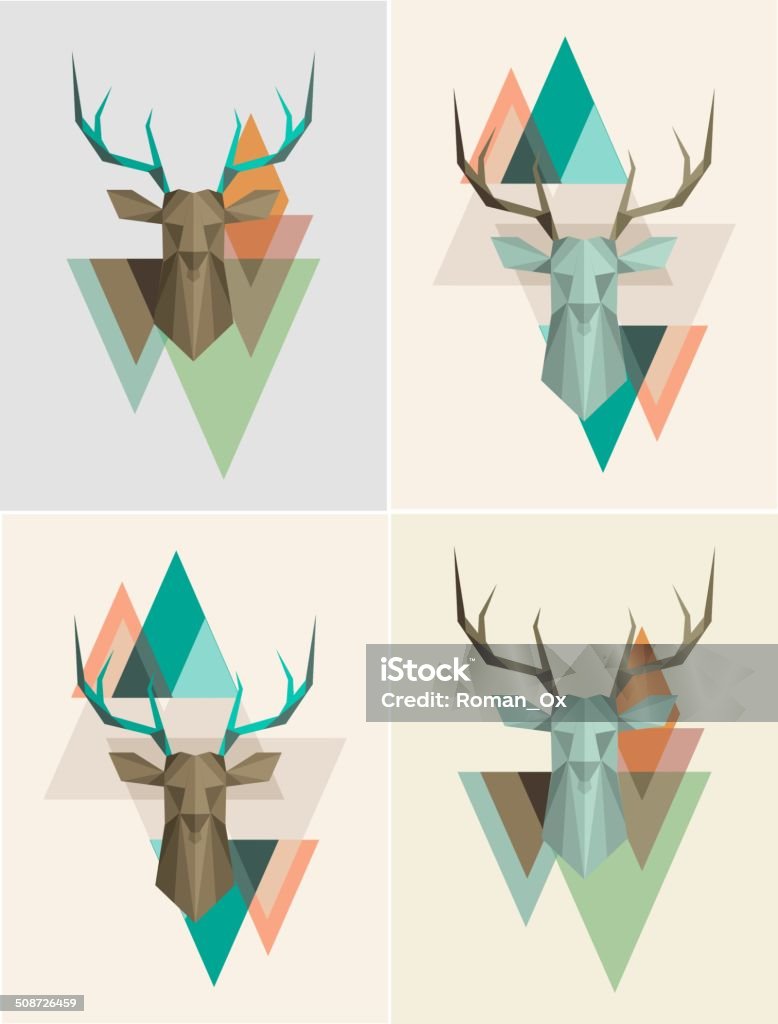 Vector geometric background with deer Vector hipster abstract geometric background with deer Mountain stock vector