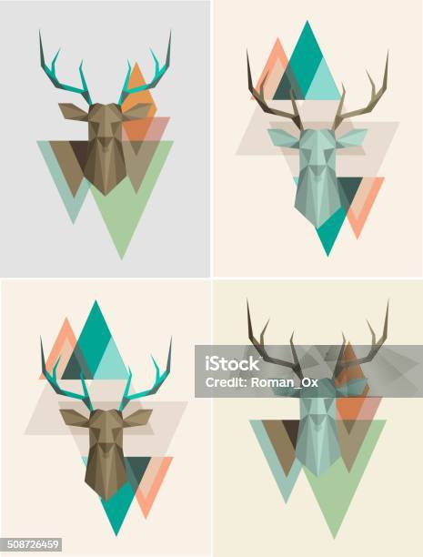 Vector Geometric Background With Deer Stock Illustration - Download Image Now - Mountain, Deer, Pattern