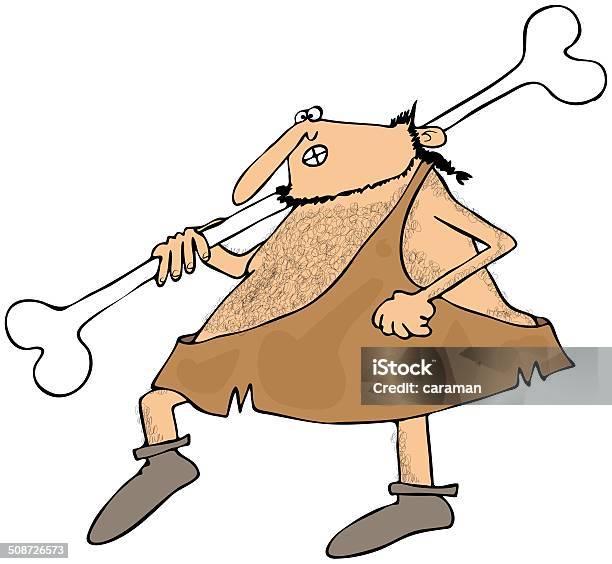 Ilustración de Caveman Con Un Gran Ósea y más Vectores Libres de Derechos de Adulto - Adulto, Animal, Barba - Pelo facial