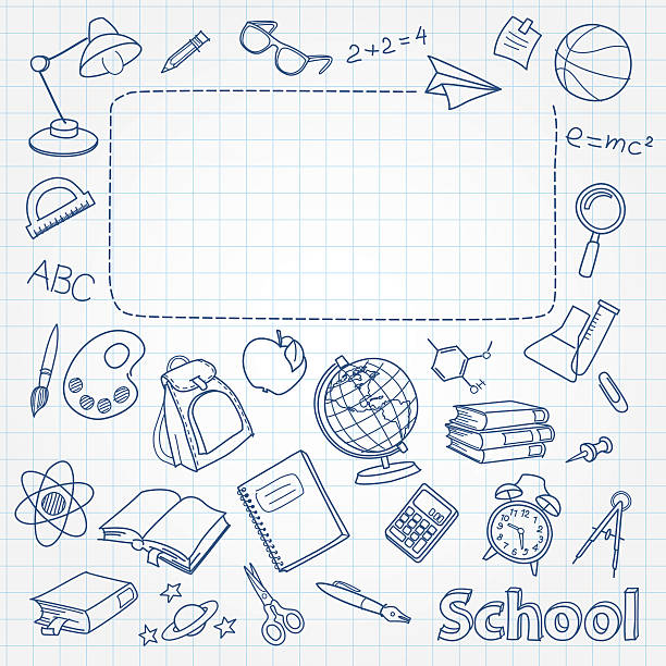 School doodle on the page with space for text vector art illustration