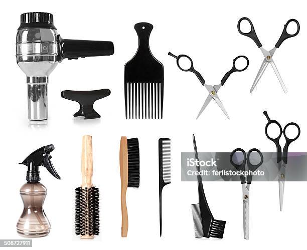 Hair Styling Tools Stock Photo - Download Image Now - Hair Salon, White  Background, Comb - Hair Care - iStock