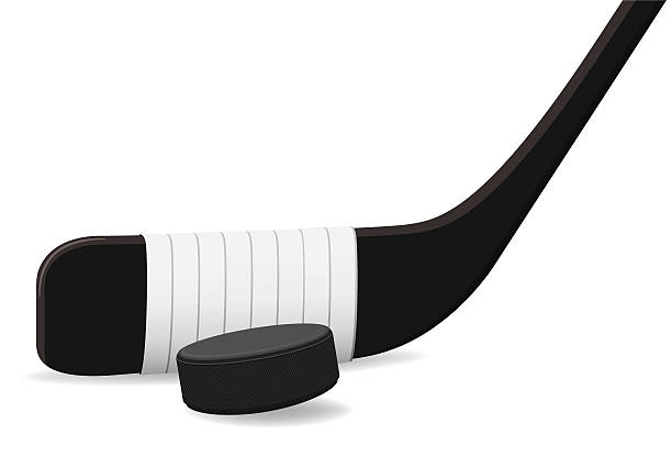 хоккейная шайба и клюшка. - ice hockey hockey stick field hockey roller hockey stock illustrations