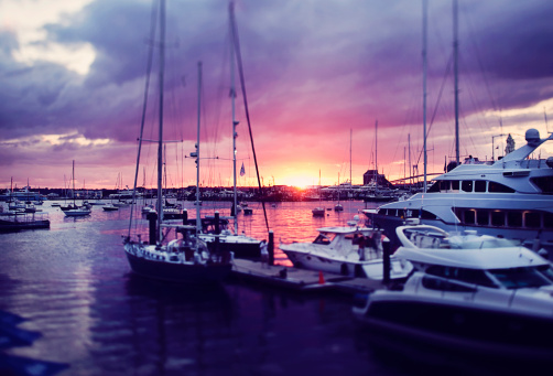 Newport, RI, harbor at sunset