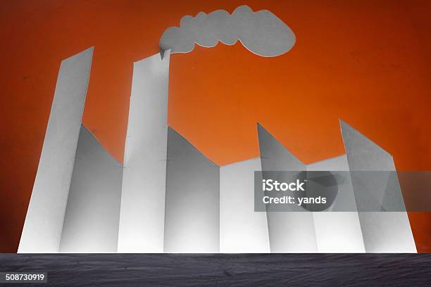 Factory Paper Cut Out Stock Photo - Download Image Now - Air Pollution, Art And Craft, Carbon Dioxide