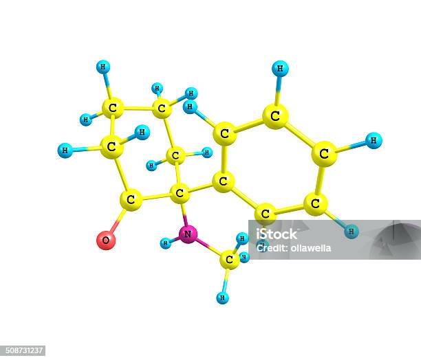 Ketamine Molecule On White Stock Photo - Download Image Now - Ketamine, Molecule, Anesthetic
