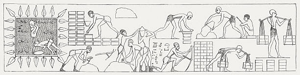 hebrews в египте - working illustration and painting engraving occupation stock illustrations