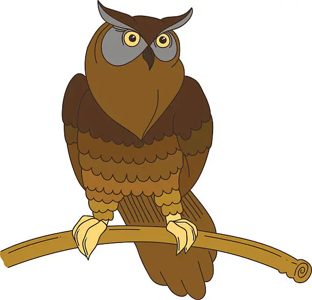 Vector illustration of Cute hand-drawn eagle owl