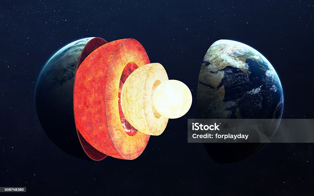 Earth core structure. Elements of this image furnished by NASA Earth's Core Stock Photo