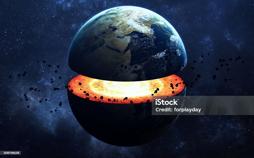 Earth core structure. Elements of this image furnished by NASA Tectonic Stock Photo