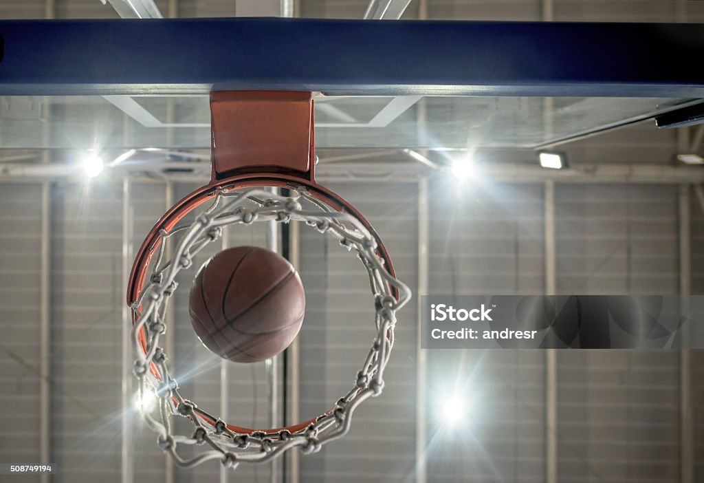 Ball Going Into The Basket Basketball Stock Photo - Download Image Now