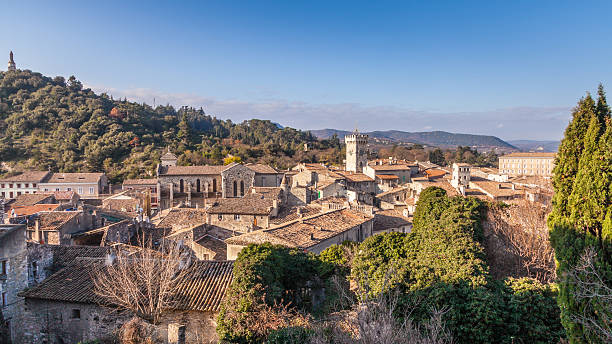 over the roofs of Viviers ardeche France view over the roofs of Viviers Ardeche France rhone-alpes malerisch stock pictures, royalty-free photos & images