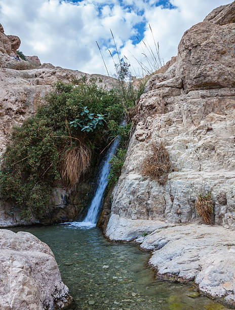 istock The little waterfall among rocks parched desert 508750772