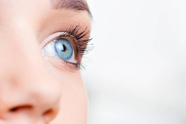 tiro macro de olho feminino - close up human eye photography color image imagens e fotografias de stock