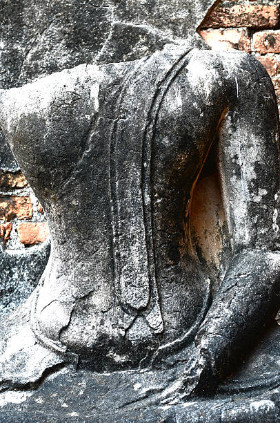 istock Part of broken buddha statue in Thailand 508752229