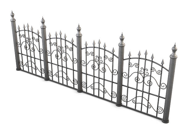istock Decorative metal fence view angle 508752472