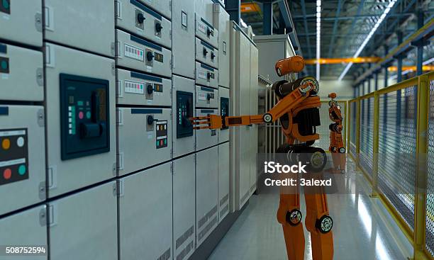 Factory Of Future Stock Photo - Download Image Now - Robot, Factory, Robotic Arm