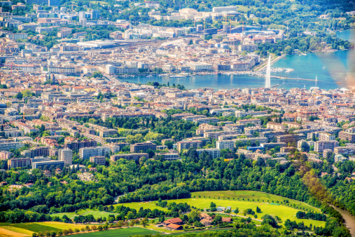 View on Geneva from Mont Saleve, France