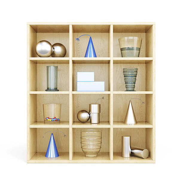 istock Front view of wooden shelves from standing on it primitives. 508754164