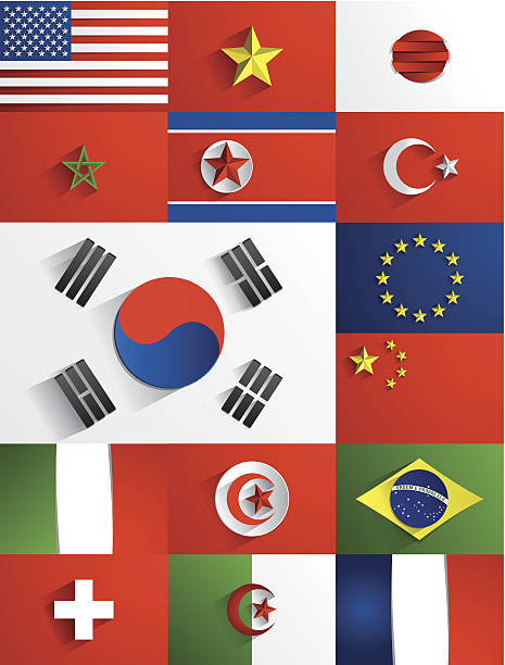 stockillustraties, clipart, cartoons en iconen met flags collection set - morocco brazil