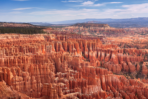Morning sunlight over the amphitheater at Bryce Canyon viewed from Inspiration Point.